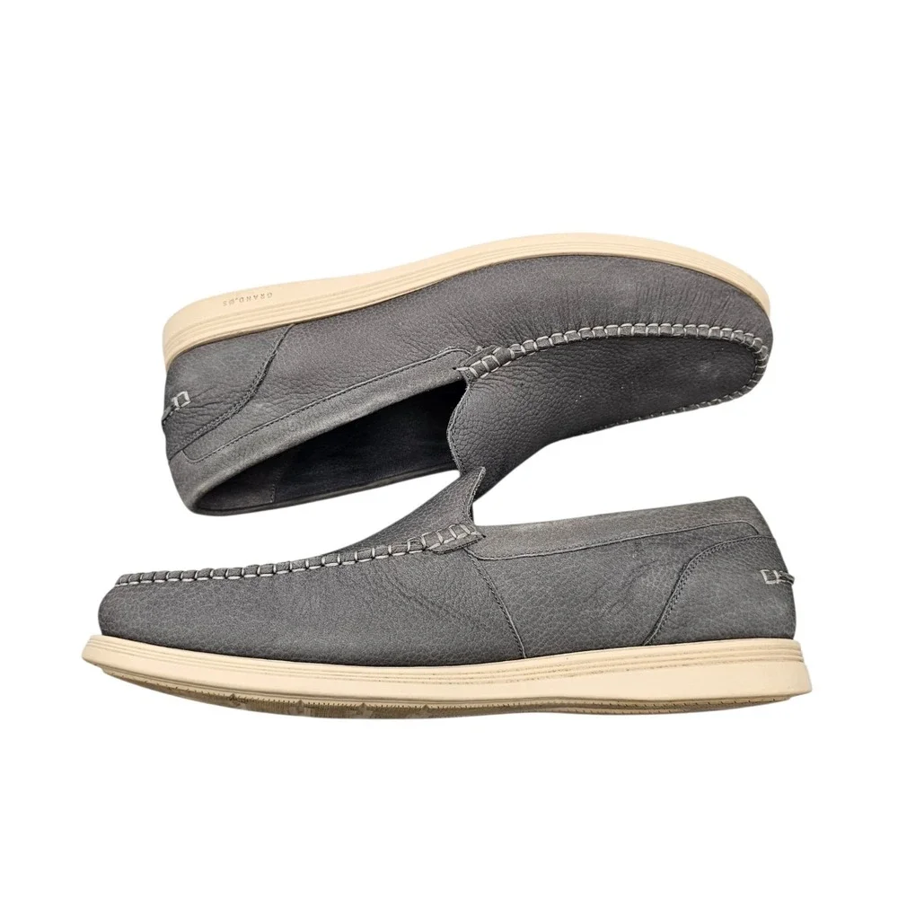 Cole Haan Mens Size 12 US EUC Harwich Grey Leather Venetian Loafers Casual Shoes